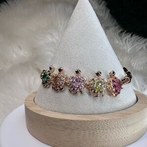 New Gold plated Turtle Bracelet with Multicolor Gemstones